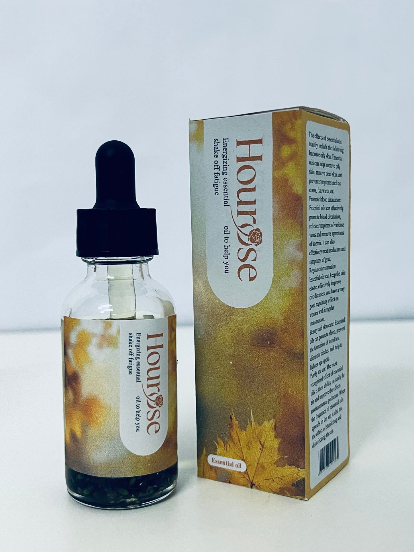 Hourose Essential Oil - Dropper Bottle, Warm Autumnal Design for Daily Revitalization