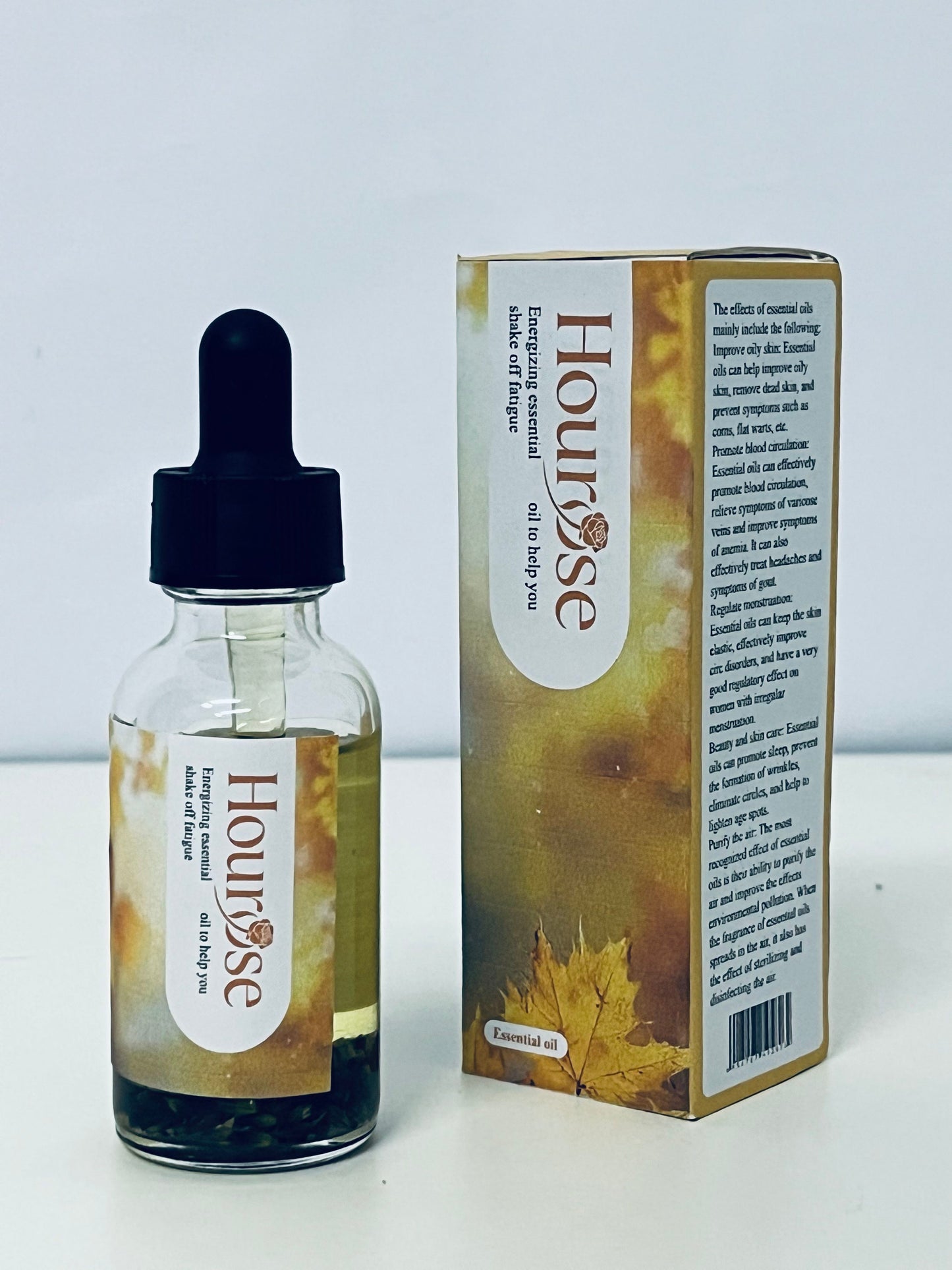 Hourose Essential Oil - Dropper Bottle, Warm Autumnal Design for Daily Revitalization