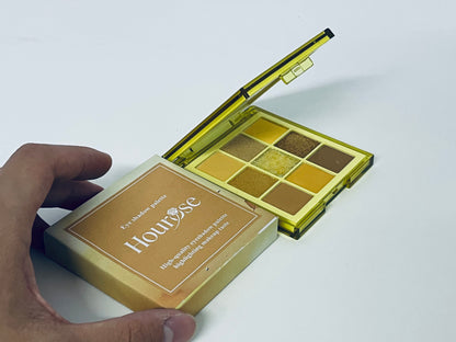 Hourose Eyeshadow Palette - High-Pigment Warm Tones with Glitter Accent