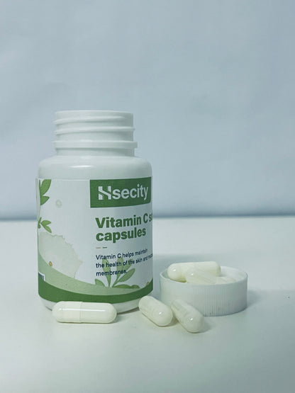 Hsecity Vitamin C Soft Capsules - Daily Nutritional Supplement for Skin & Mucous Membrane Health, Easy-to-Swallow Capsules in Compact Portable Bottle