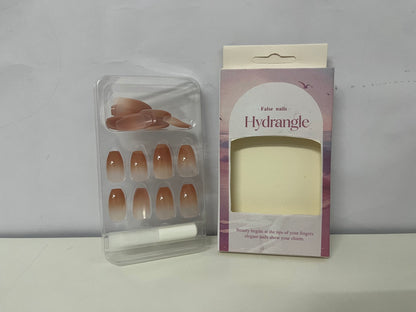 Hydrangle Gradient Translucent False Nails —— Elegant Fingertip Charm for Daily Grace