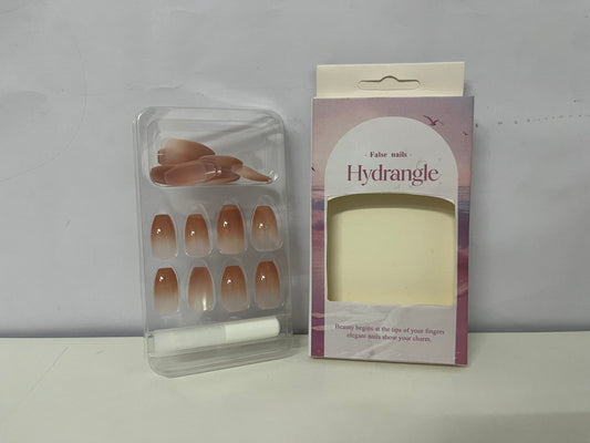 Hydrangle Gradient Translucent False Nails —— Elegant Fingertip Charm for Daily Grace