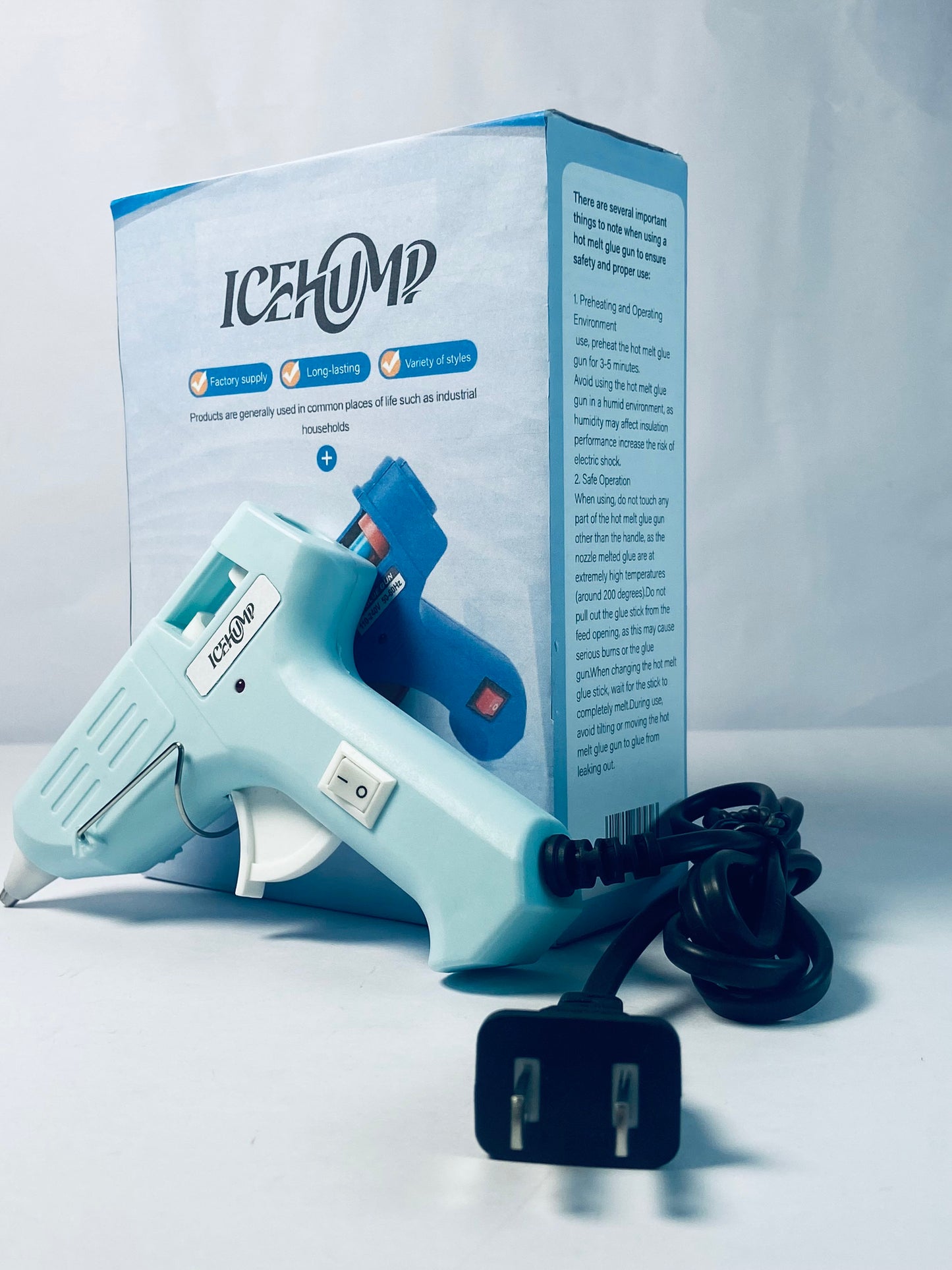 ICEHUMP Mini Hot melt gun Handmade glue gun for household use (blue) Fast Preheating Hot Melt, High Temp for School Crafts DIY Arts and Quick Home Repairs