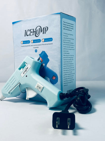ICEHUMP Mini Hot melt gun Handmade glue gun for household use (blue) Fast Preheating Hot Melt, High Temp for School Crafts DIY Arts and Quick Home Repairs