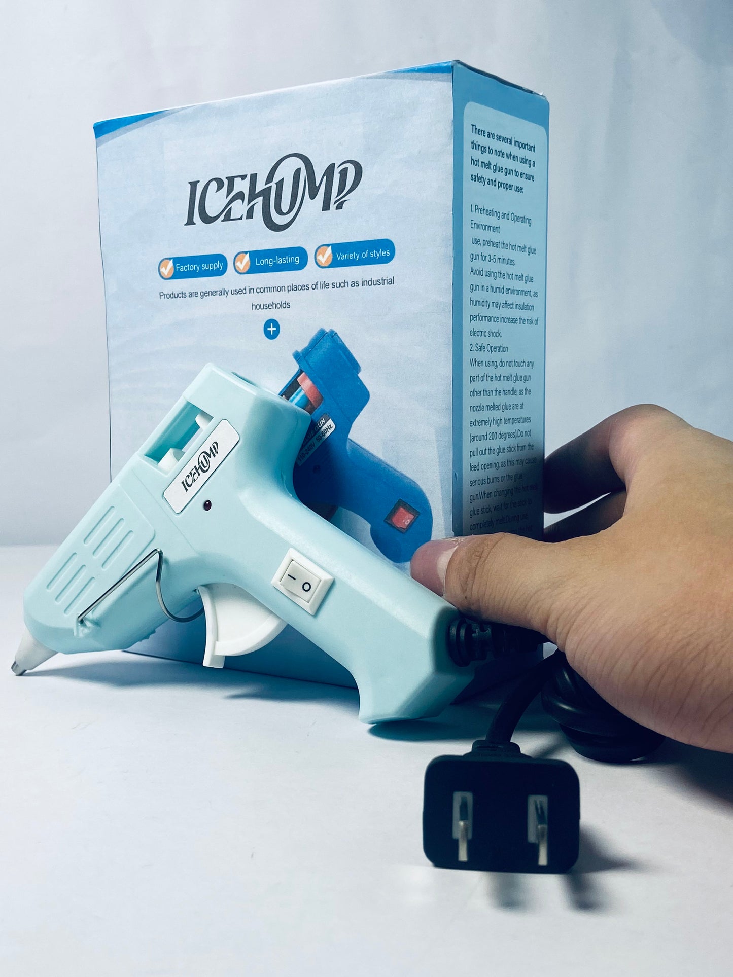ICEHUMP Mini Hot melt gun Handmade glue gun for household use (blue) Fast Preheating Hot Melt, High Temp for School Crafts DIY Arts and Quick Home Repairs