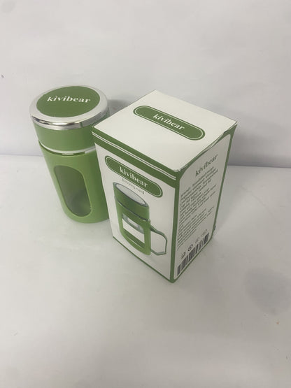 kivibear Drinking cups Coated Small Glass Water Bottle with leak-proof Lid,Lightweight and portable for walking travel sport(Light Green)