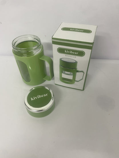 kivibear Drinking cups Coated Small Glass Water Bottle with leak-proof Lid,Lightweight and portable for walking travel sport(Light Green)