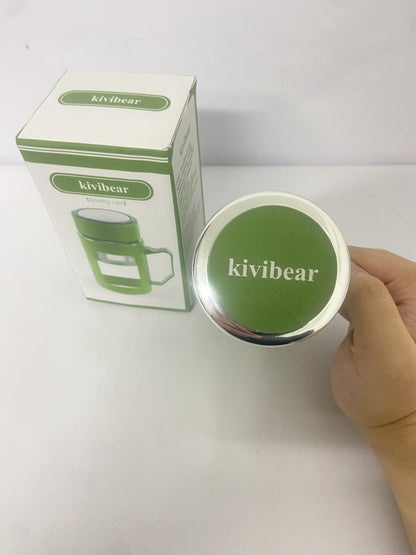 kivibear Drinking cups Coated Small Glass Water Bottle with leak-proof Lid,Lightweight and portable for walking travel sport(Light Green)