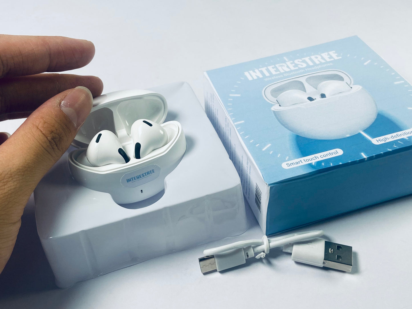 INTERESTREE Bluetooth Earphones – Wireless Earbuds with Bluetooth 5.3, IPX5 Waterproof, Ultra-Lightweight Design (3.5g) (White)
