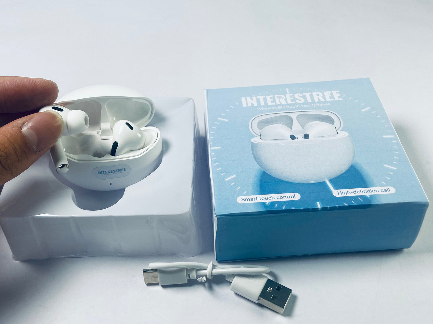 INTERESTREE Bluetooth Earphones – Wireless Earbuds with Bluetooth 5.3, IPX5 Waterproof, Ultra-Lightweight Design (3.5g) (White)