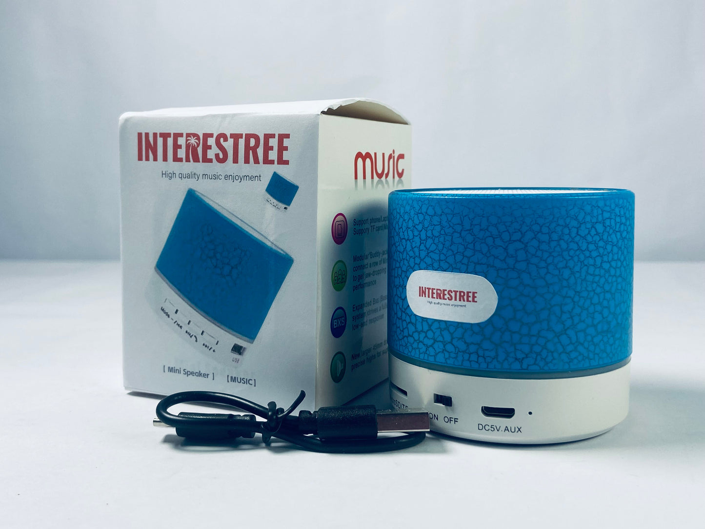 INTERESTREE Portable Wireless speakers Speaker, Super Bass Stereo Rechargeable Speaker with LED Lights