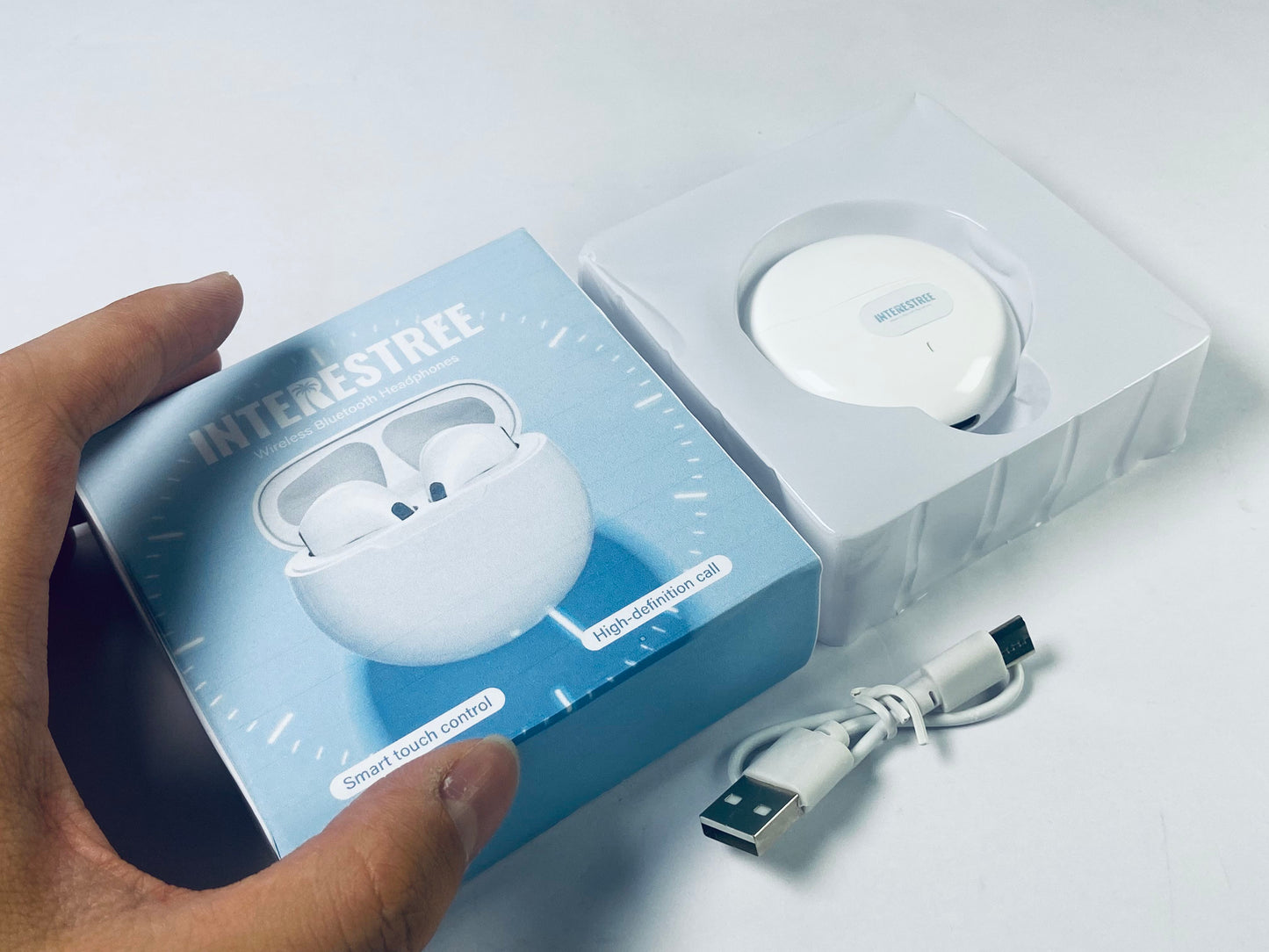 INTERESTREE Bluetooth Earphones – Wireless Earbuds with Bluetooth 5.3, IPX5 Waterproof, Ultra-Lightweight Design (3.5g) (White)