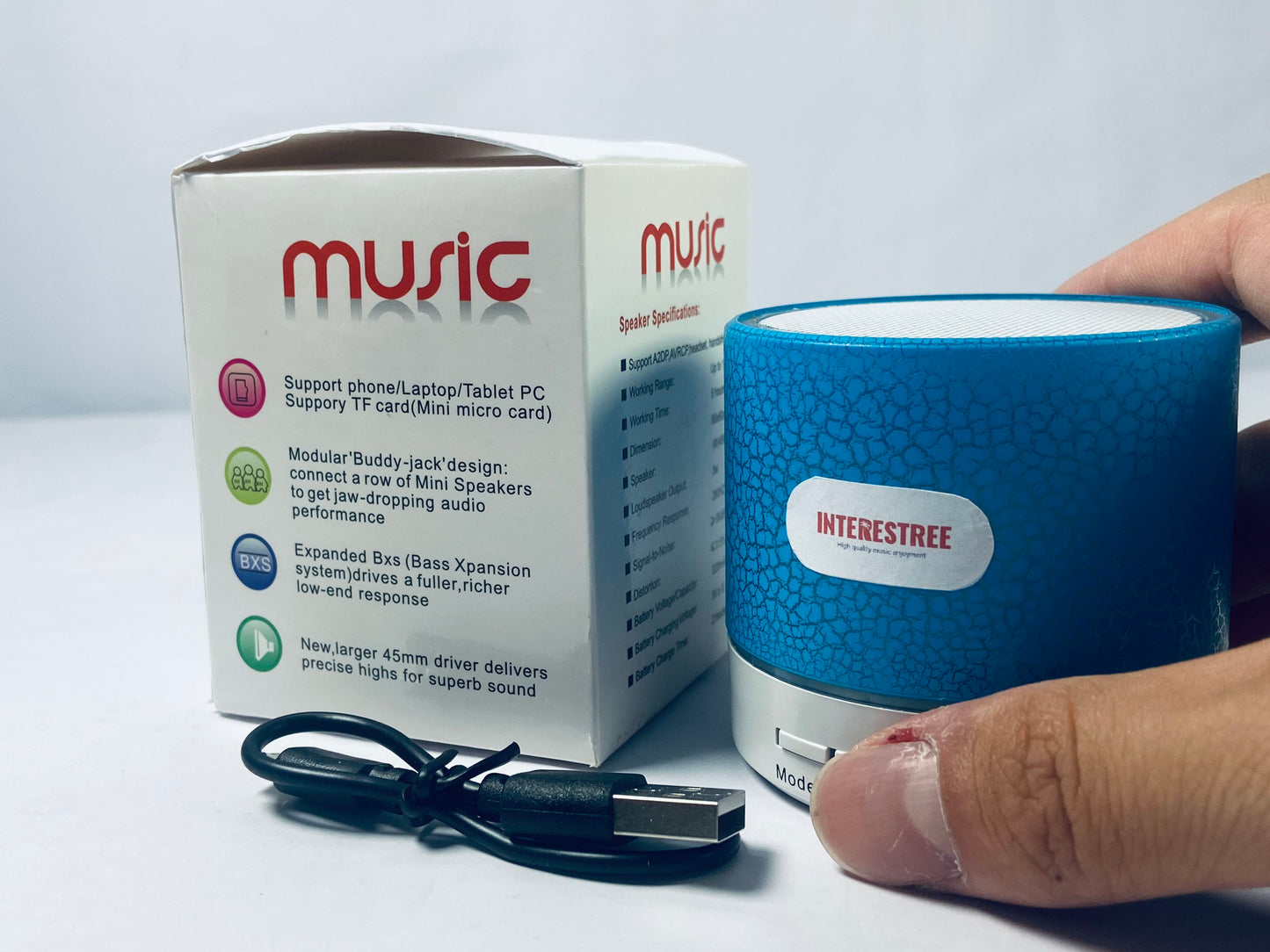INTERESTREE Portable Wireless speakers Speaker, Super Bass Stereo Rechargeable Speaker with LED Lights