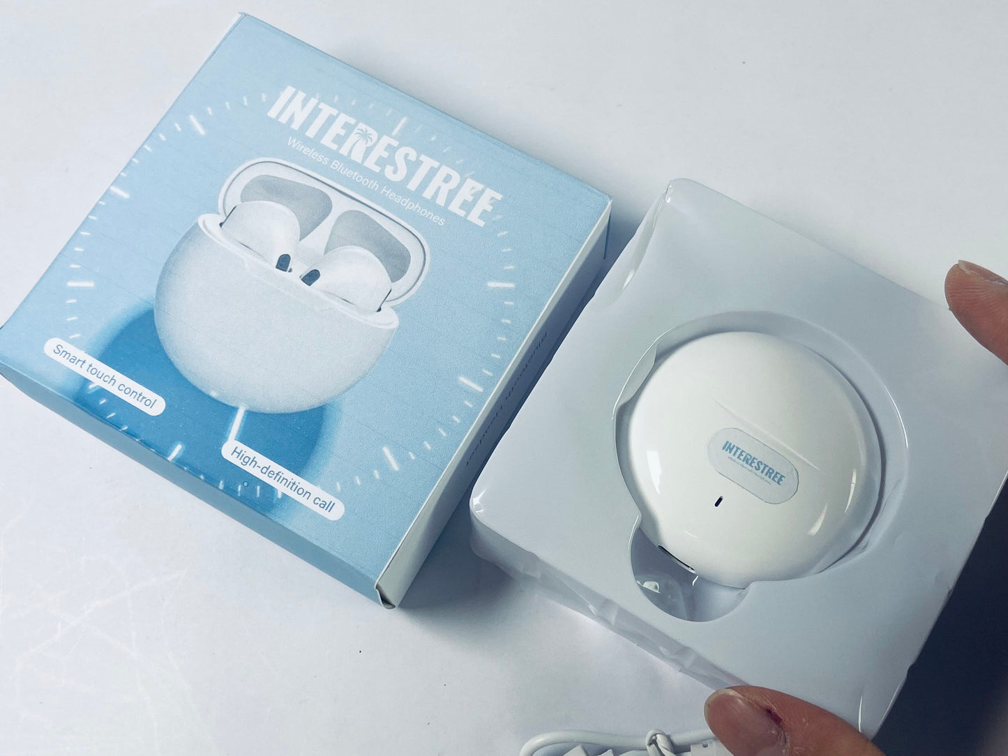 INTERESTREE Bluetooth Earphones – Wireless Earbuds with Bluetooth 5.3, IPX5 Waterproof, Ultra-Lightweight Design (3.5g) (White)