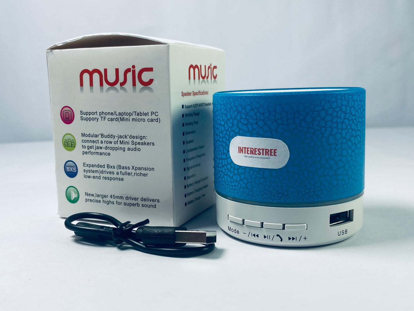 INTERESTREE Portable Wireless speakers Speaker, Super Bass Stereo Rechargeable Speaker with LED Lights