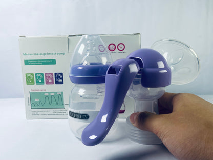 INTOPRETTY Manual Breast Pump, Hand Pump with Comfortable Flange, Includes 5oz Baby Bottle with Slow Flow Nipple, Breastfeeding Essentials