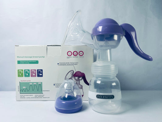 INTOPRETTY Manual Breast Pump, Hand Pump with Comfortable Flange, Includes 5oz Baby Bottle with Slow Flow Nipple, Breastfeeding Essentials