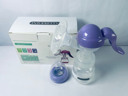 INTOPRETTY Manual Breast Pump, Hand Pump with Comfortable Flange, Includes 5oz Baby Bottle with Slow Flow Nipple, Breastfeeding Essentials