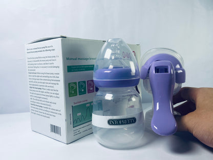 INTOPRETTY Manual Breast Pump, Hand Pump with Comfortable Flange, Includes 5oz Baby Bottle with Slow Flow Nipple, Breastfeeding Essentials