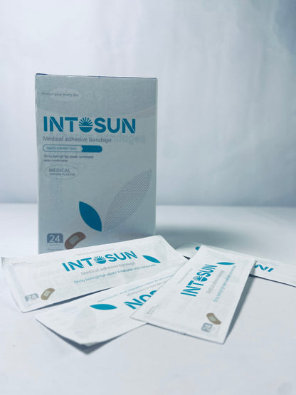 INTOSUN Brand Sterile Flexible Fabric Adhesive Bandages, Comfortable Flexible Protection & Wound Care for Minor Cuts & Scrapes, Pad Designed to Cushion Painful Wounds, One Size, 24 ct