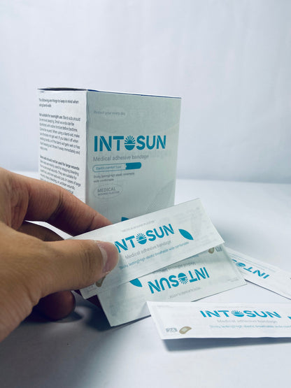 INTOSUN Brand Sterile Flexible Fabric Adhesive Bandages, Comfortable Flexible Protection & Wound Care for Minor Cuts & Scrapes, Pad Designed to Cushion Painful Wounds, One Size, 24 ct