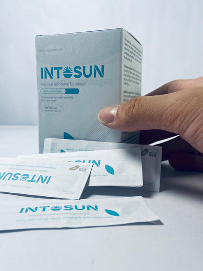 INTOSUN Brand Sterile Flexible Fabric Adhesive Bandages, Comfortable Flexible Protection & Wound Care for Minor Cuts & Scrapes, Pad Designed to Cushion Painful Wounds, One Size, 24 ct