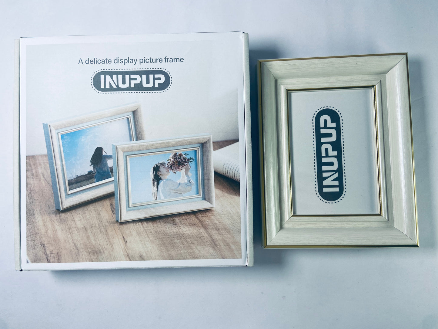 INUPUP 4x6 Picture Frames Vintage Antique Photo Frame Gold White for Tabletop Single Display Wall Hanging Tabletop Distressed Wedding Birthday Gifts