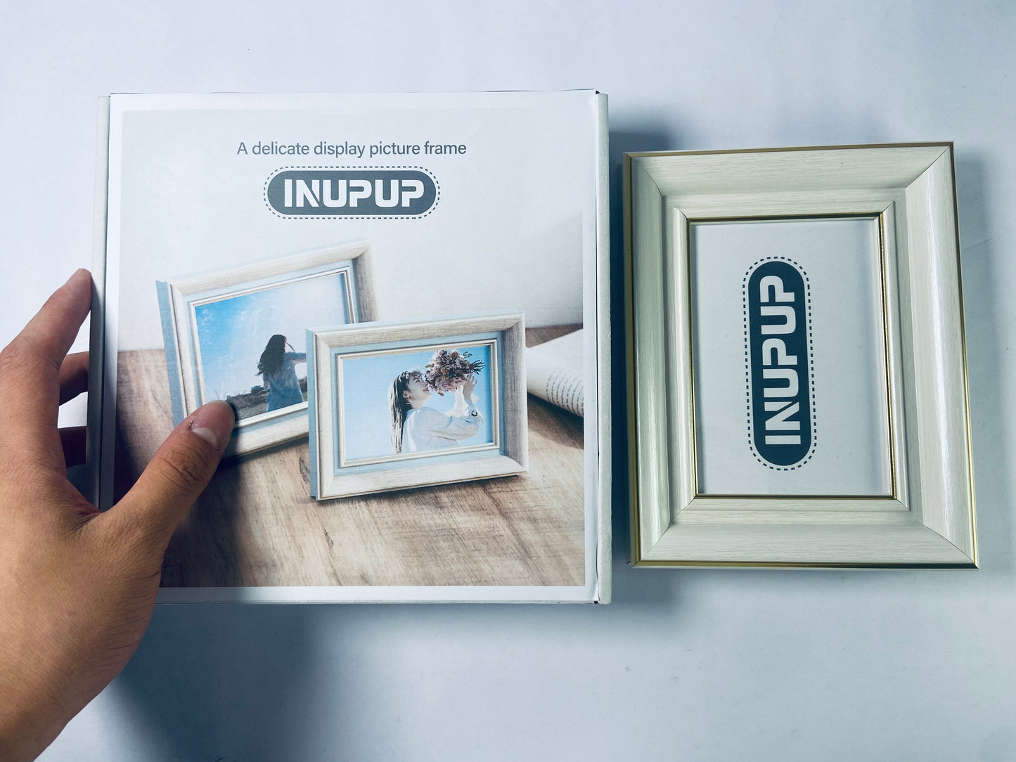 INUPUP 4x6 Picture Frames Vintage Antique Photo Frame Gold White for Tabletop Single Display Wall Hanging Tabletop Distressed Wedding Birthday Gifts