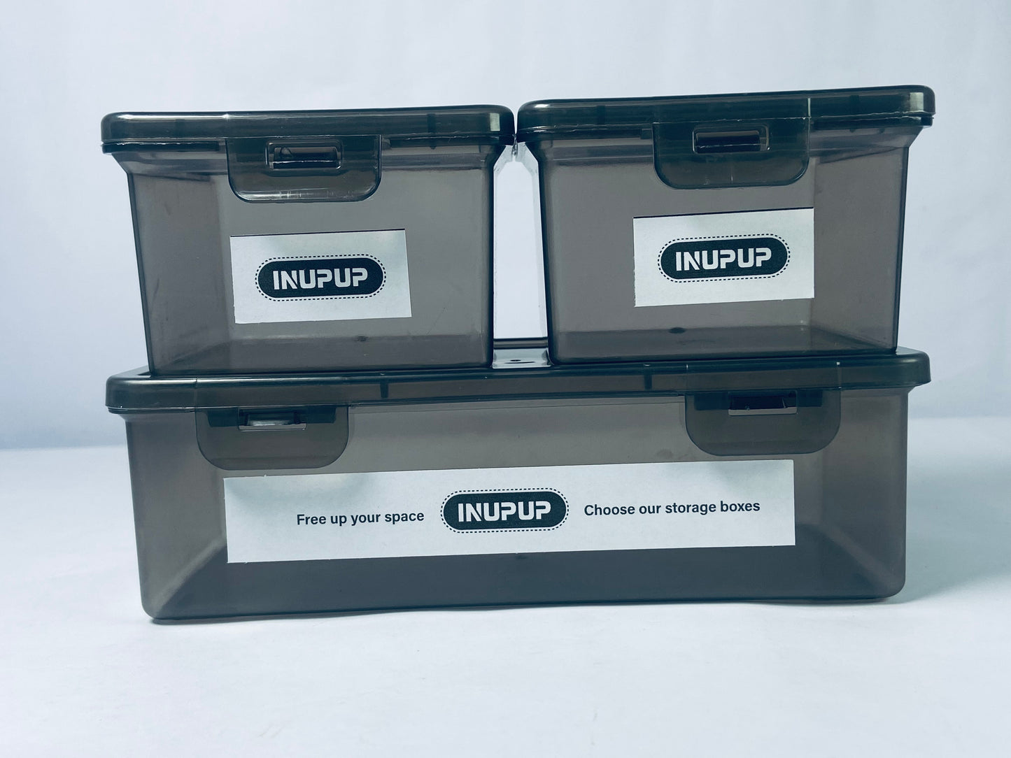 INUPUP Grey Clear Durable Stackable Nestable Organizin,3 Pack