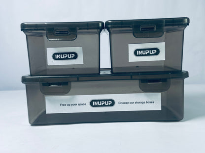 INUPUP Grey Clear Durable Stackable Nestable Organizin,3 Pack