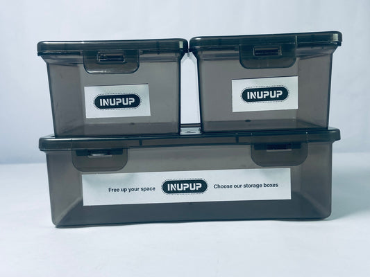 INUPUP Grey Clear Durable Stackable Nestable Organizin,3 Pack