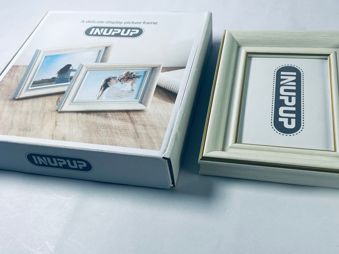 INUPUP 4x6 Picture Frames Vintage Antique Photo Frame Gold White for Tabletop Single Display Wall Hanging Tabletop Distressed Wedding Birthday Gifts