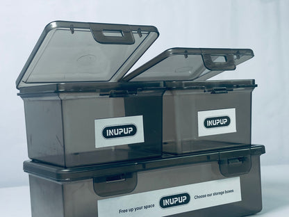 INUPUP Grey Clear Durable Stackable Nestable Organizin,3 Pack