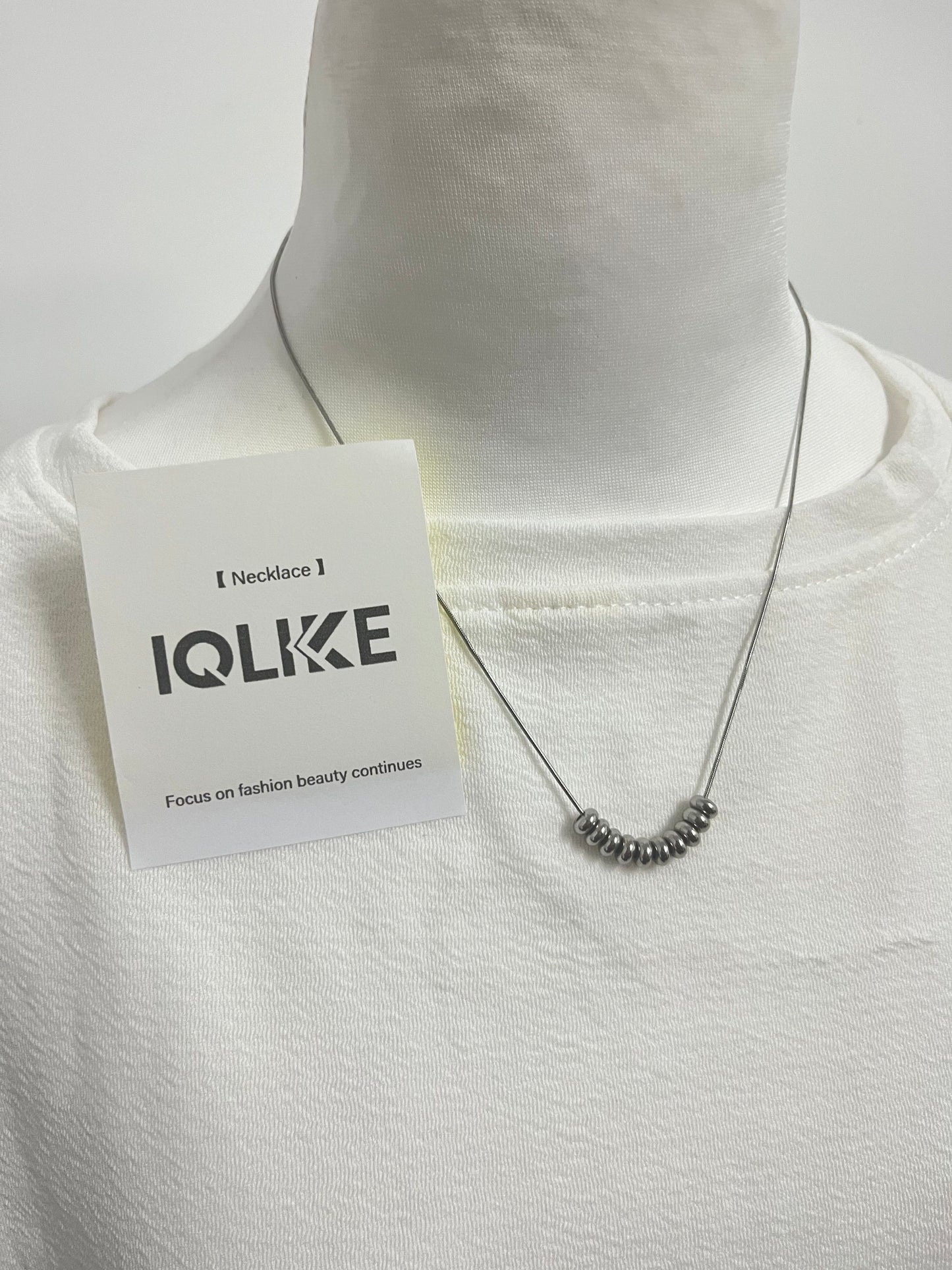【IQLIKE Silver Minimalist Beaded Necklace】—— Sleek Accent for Daily Fashion