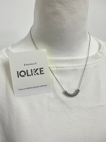 【IQLIKE Silver Minimalist Beaded Necklace】—— Sleek Accent for Daily Fashion