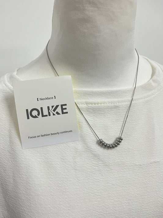 【IQLIKE Silver Minimalist Beaded Necklace】—— Sleek Accent for Daily Fashion
