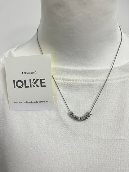 【IQLIKE Silver Minimalist Beaded Necklace】—— Sleek Accent for Daily Fashion