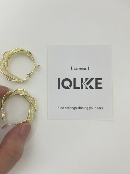 【IQLIKE Gold Woven Hoop Earrings】—— Shiny Accent for Your Daily Style