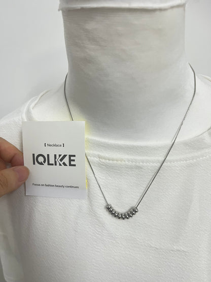 【IQLIKE Silver Minimalist Beaded Necklace】—— Sleek Accent for Daily Fashion