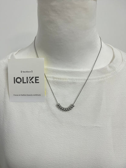 【IQLIKE Silver Minimalist Beaded Necklace】—— Sleek Accent for Daily Fashion