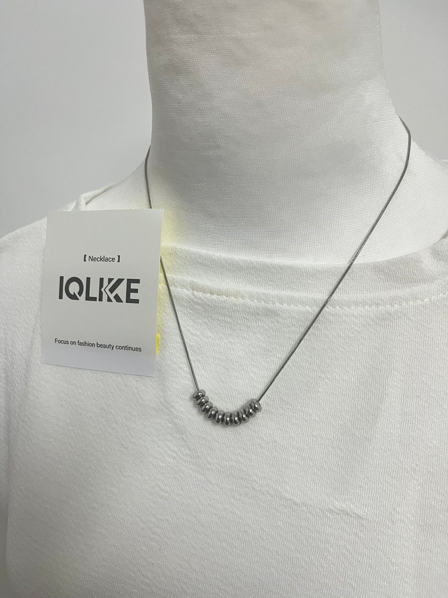 【IQLIKE Silver Minimalist Beaded Necklace】—— Sleek Accent for Daily Fashion