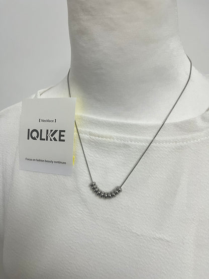 【IQLIKE Silver Minimalist Beaded Necklace】—— Sleek Accent for Daily Fashion