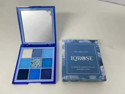 IQROSE Deep Sea Blue 9-Color Eyeshadow Palette Multi-Texture Fit A Creative Item for Personalized Eye Makeup