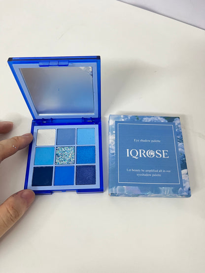 IQROSE Deep Sea Blue 9-Color Eyeshadow Palette Multi-Texture Fit A Creative Item for Personalized Eye Makeup