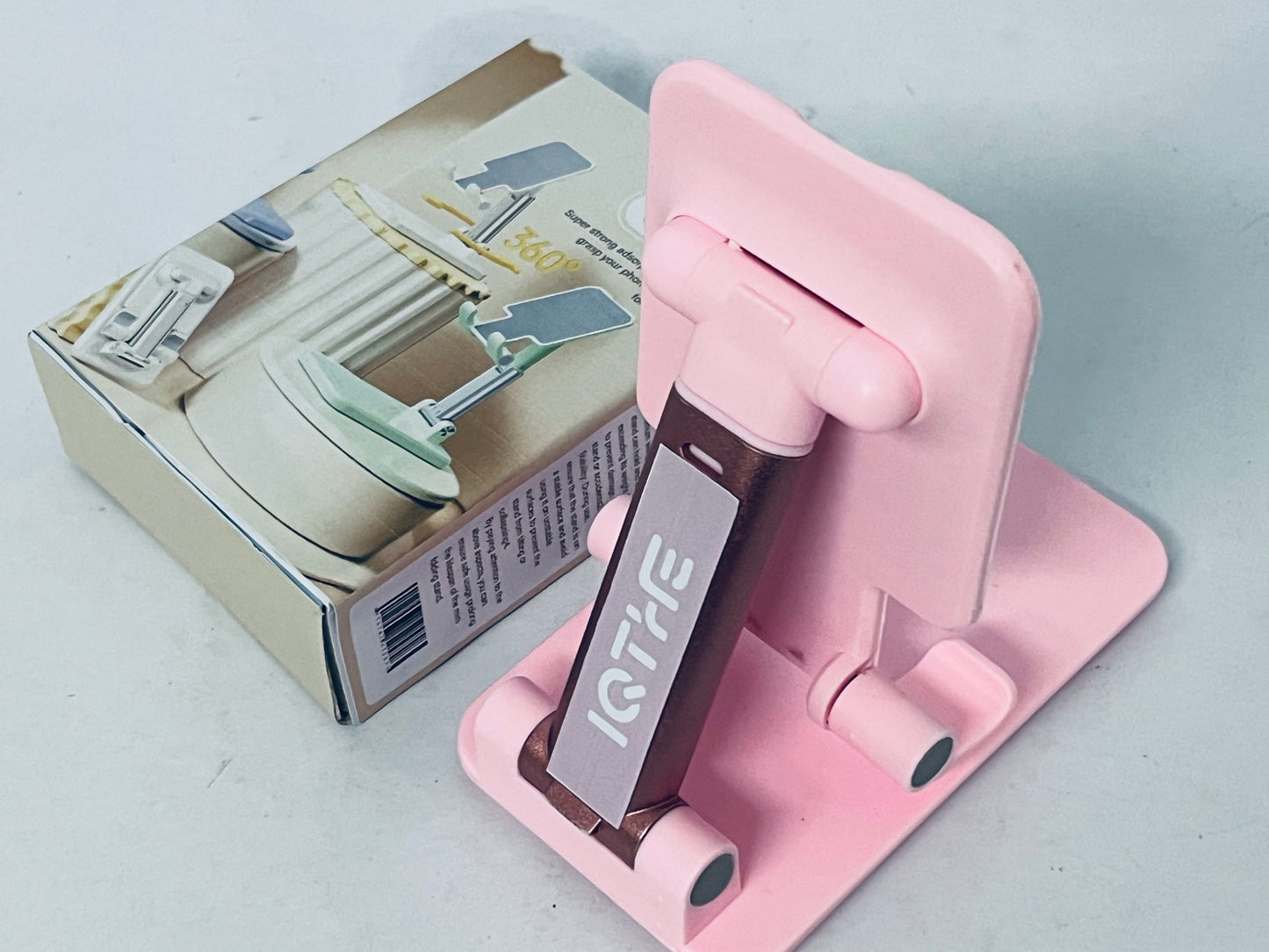 IQTHE Cell Phone Stand,Adjustable Foldable Phone Stand for Desk Taller iPhone Stand Compatible with All Smart Phone Desk Accessories (Pink)