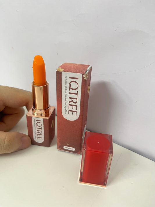 IQTREE Temperature-Color Changing Lip Balm Lipstick Orange-Tone No-Makeup Essential A Natural Glow Item for Daily Casual Looks