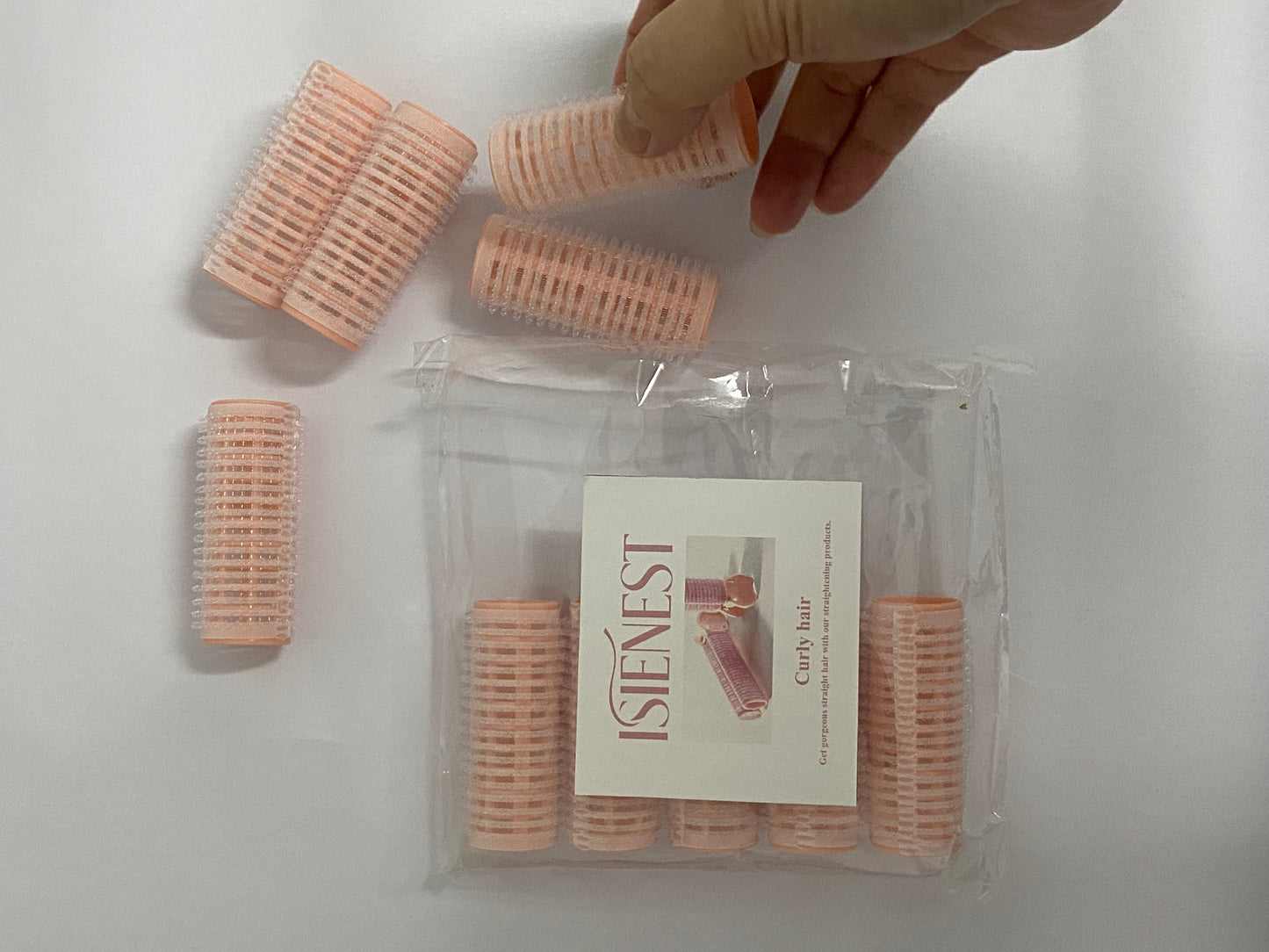 ISIENEST 10Pcs Self Grip Small Hair Curlers Rollers, Plastic Hair Curlers Heatless Salon Dressing Curlers DIY Curly Hair Accessories for Women Girls Short Medium Hair (0.8 x 2.4 Inch)