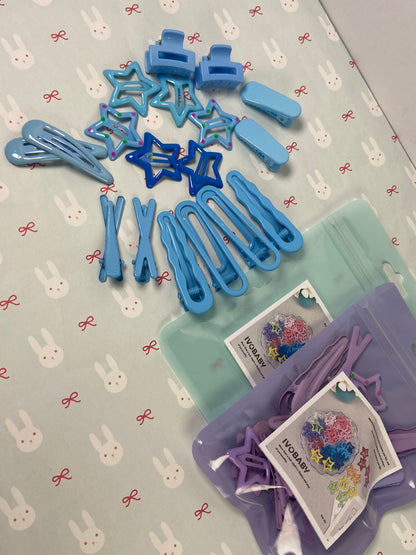 IVOBABY candy-colored Hair Clips,6 Pcs No Slip star,8 Pcs Metal and 4 Pcs Plastic Hair Claw ashion Hair Snap Clips Barrettes for Kids Teens Women
