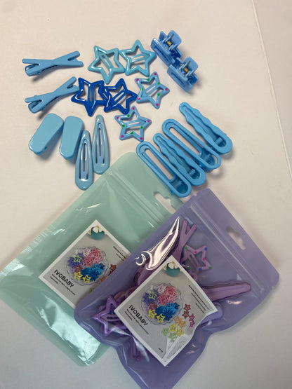 IVOBABY candy-colored Hair Clips,6 Pcs No Slip star,8 Pcs Metal and 4 Pcs Plastic Hair Claw ashion Hair Snap Clips Barrettes for Kids Teens Women