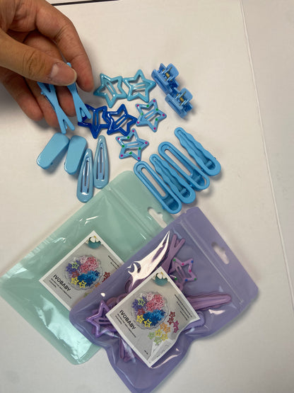 IVOBABY candy-colored Hair Clips,6 Pcs No Slip star,8 Pcs Metal and 4 Pcs Plastic Hair Claw ashion Hair Snap Clips Barrettes for Kids Teens Women
